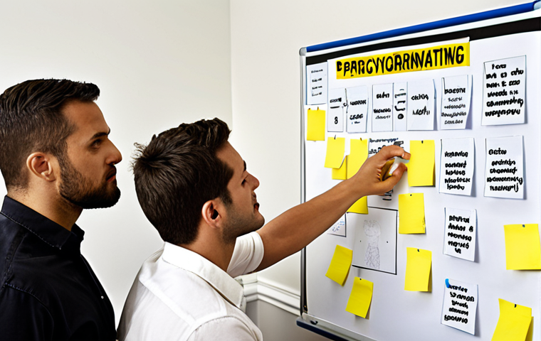 **
A diverse team brainstorming together, surrounded by sticky notes with ideas. The atmosphere is collaborative and supportive. Focus on visual cues of psychological safety and open communication, like relaxed body language and active listening. Words like "Brainstorming Day" can be visible on a whiteboard.
**
